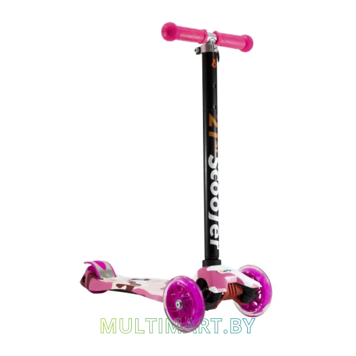 Самокат 21st Scooter Maxi PK 036Z розовый, прозрачные колёса